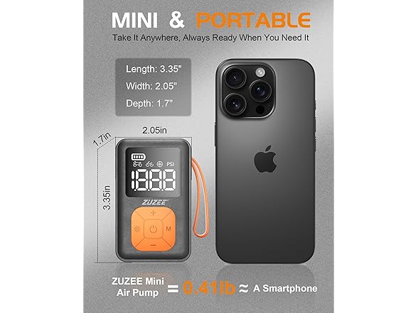 ZUZEE Mini Bike Pump 150PSI Electric