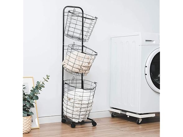 Lomani 3-layers laundry basket on wheels