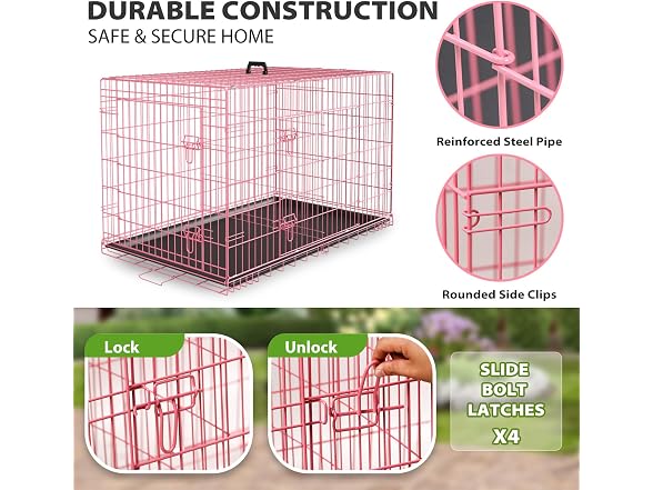 BestPet | Dog Crate | 18" | Pink | Foldable Metal Kennel