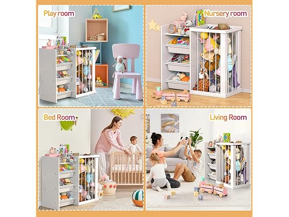 Wooden Kids Toy Storage Organizer,3-Tier Kids' Toy Storage O (Open Box)
