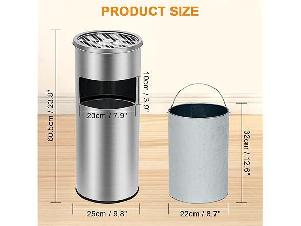 GarveeHome 4.5 gal/17 L Indoor Outdoor Trash Can