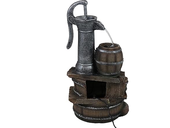 Sunnydaze Cozy Farmhouse Pump and Barrels 23-Inch