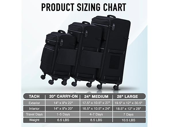 TACH LITE Samba Soft Connectable 2 Piece Luggage Sets