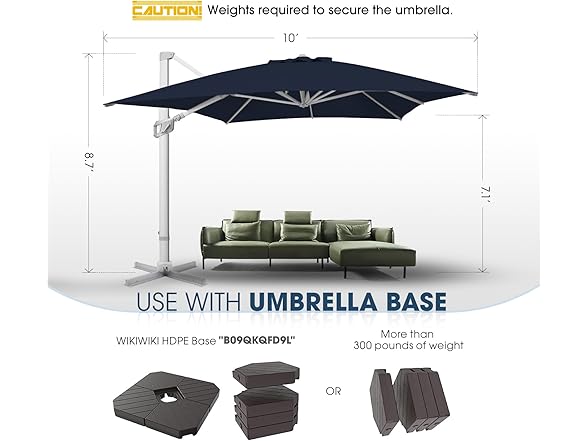wikiwiki 10x10FT Cantilever Patio Umbrella, Offset Umbrella