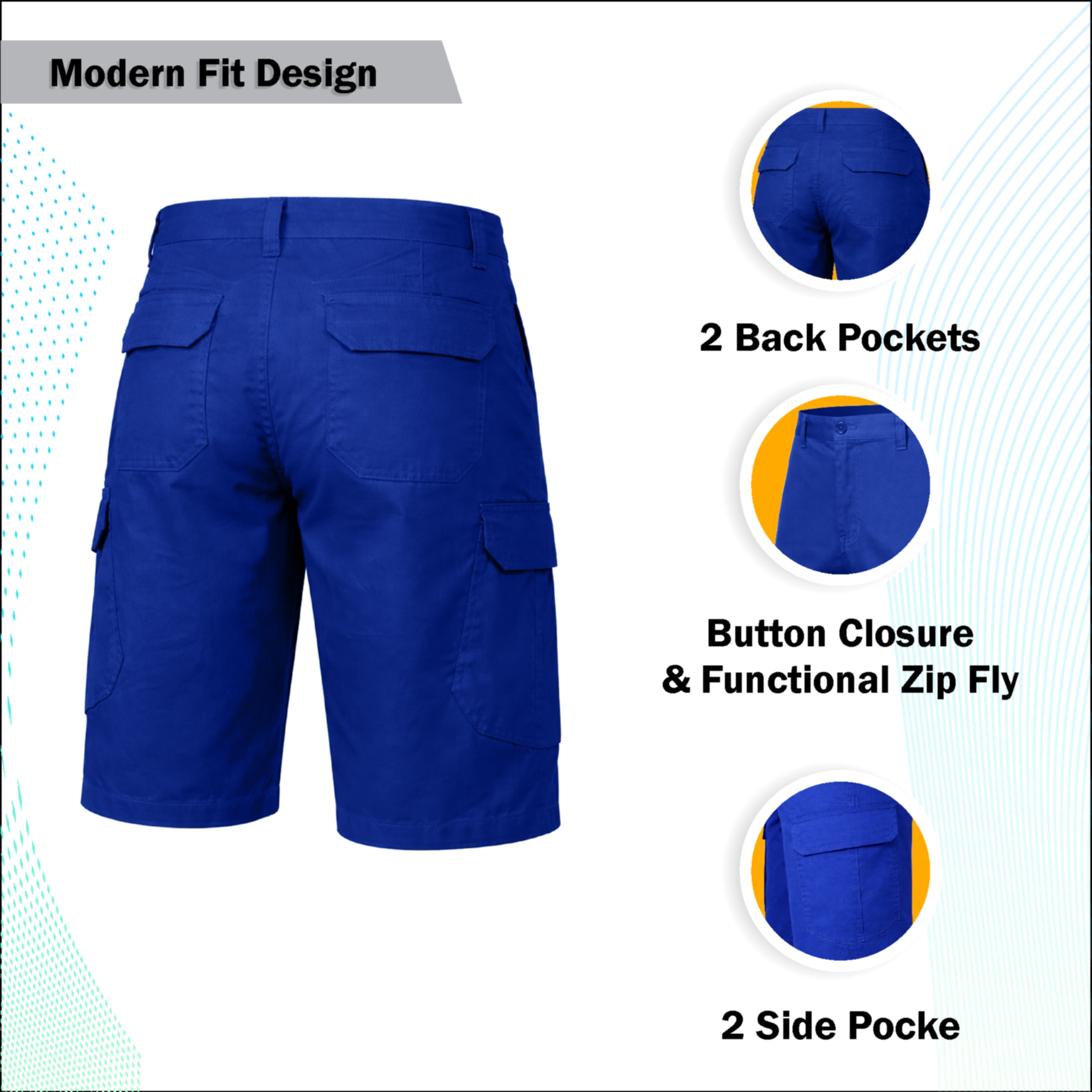 3Pk Mens Cotton Stretch Cargo Shorts - Gallery 18
