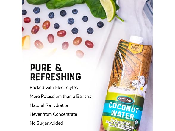 Nature's Greatest Foods, Organic Coconut Water, 6pk