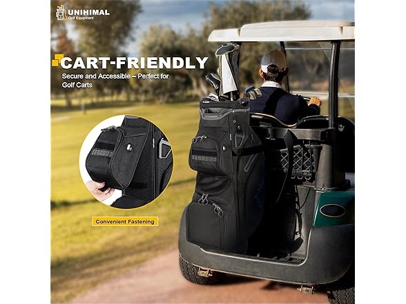 uniHimal Golf Cart Bag, 15 Way Organizer Divider Top with Handles and Rain Cover (Open Box)