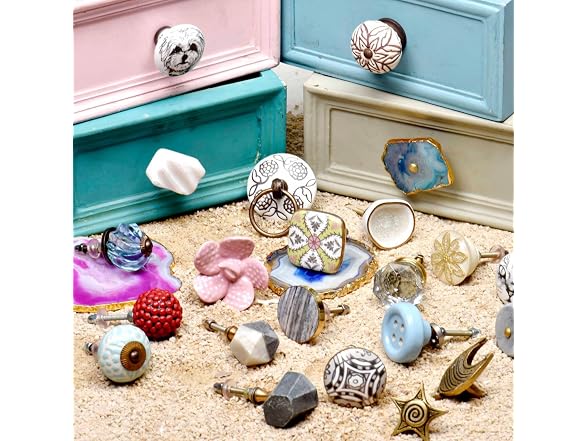 Indian Shelf 6 Pieces Wood Drawer Knobs