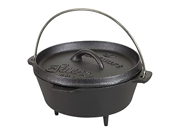 Stansport 16018-20 Cast Iron Dutch Oven - 2 Qt - With Legs - Pre-Seasoned
