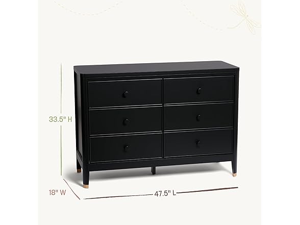 Little Seeds Aster 6-Drawer Dresser, Black