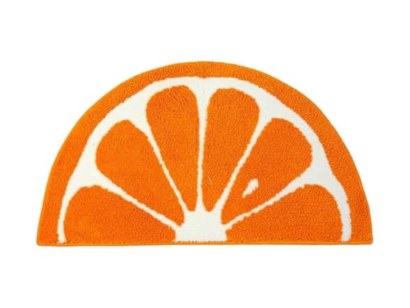 Cute Bath Mat, 31" x 20" Fruit Orange Half Ci
