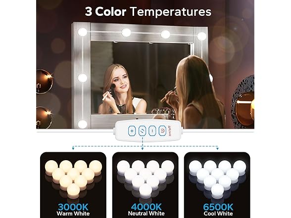 LED Vanity Lights For Mirror, 10 Dimmable Bulbs