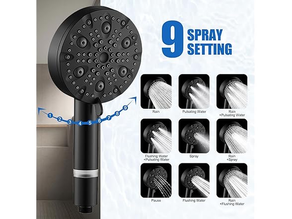 Black Shower Head Filter for Hard Water