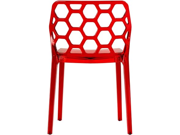 LeisureMod Dynamic Clear Acrylic Dining Chair Red