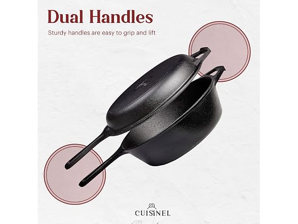 Cuisinel Cast Iron Skillet + Lid, 2-in-1