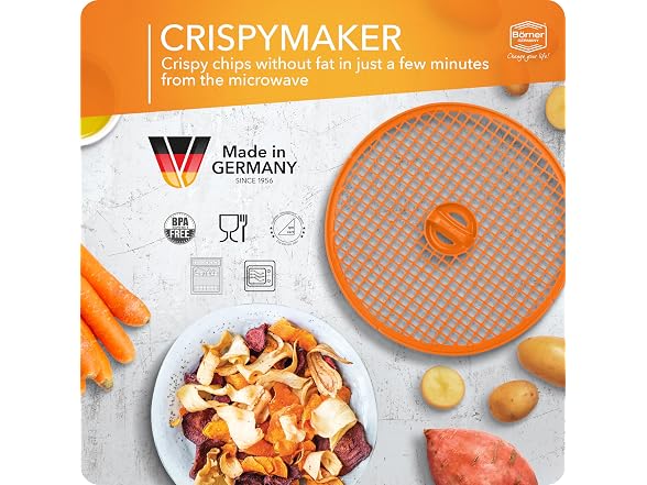 Borner by Reston Lloyd 2pc Crispymaker, Microwave Chip Maker, Orange