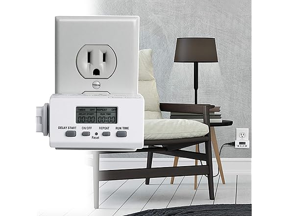 Clear Power 24 Hour Programmable Indoor Digital Timer, 2 Pack