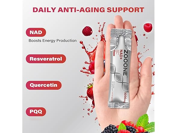 (30 Pack) zooone NAD+ 1000mg Liquid Packets Supplement
