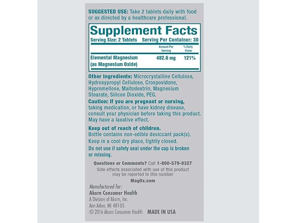 MagOx Magnesium Oxide Supplement 483mg 120ct