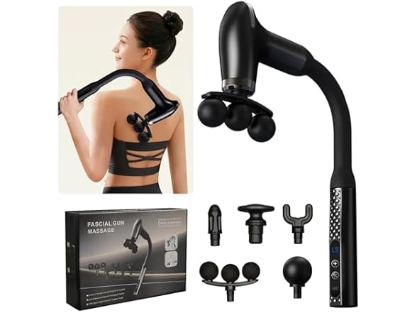 3-Head Massage Gun w/ Extension Handle