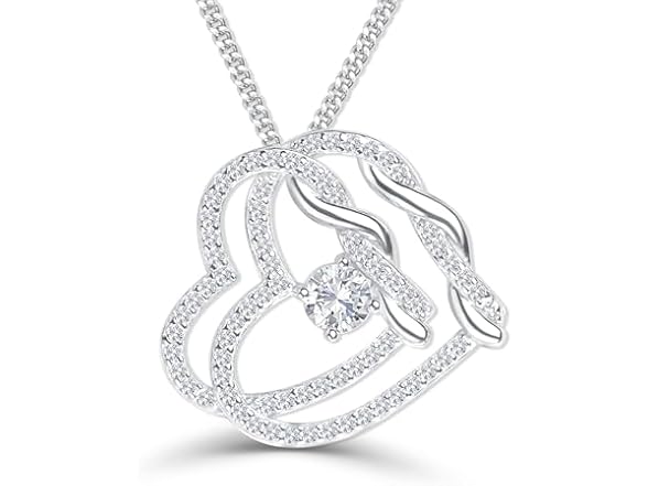 DUAL Heart Birthstone Necklace (APRIL)