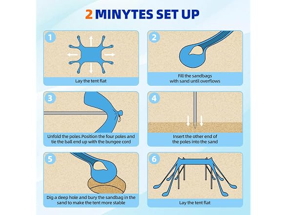 DOLLATE Beach Tent (Sky Blue), 10x10ft