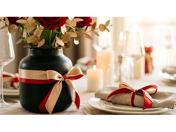 Gold & Red Satin Ribbon 1" x 4 Rolls