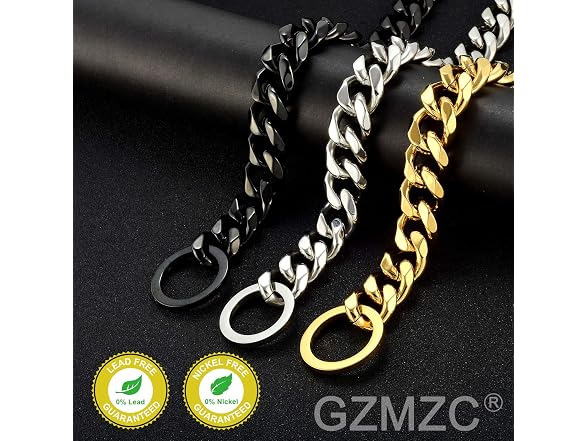 Dog Chain Collar Black Color High Polished S