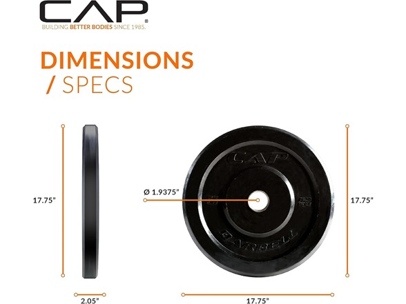 CAP Barbell Better Olympic Bumper Plate Set, 25 lb Pair