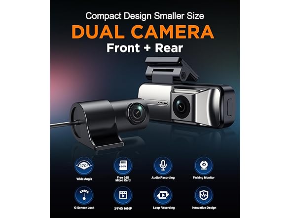 (NEW) Tecival Dual Dash Cam