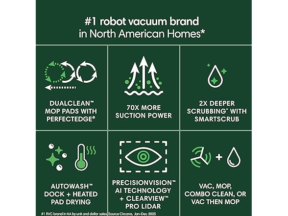 iRobot Roomba Plus 505 Combo Robot Vacuum & Mop with AutoWash Dock - Extending Spinning Mop Pads, Self-Empties, Pad Wash & Heated Drying, Self-cleaning, Recognizes & Avoids Obstacles, LiDAR Navigation (Open Box)