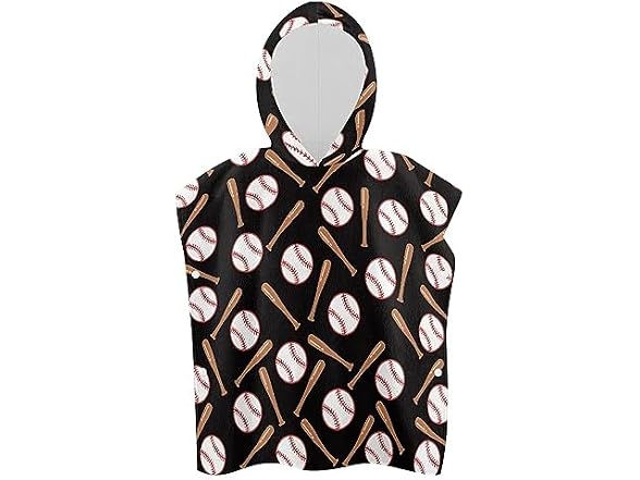Kids Hooded Bath Towel Large Baseball Soft To
