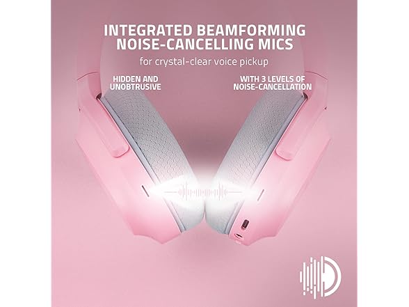 Razer Barracuda Wireless Gaming & Mobile Headset (PC, PlayStation, Switch 2, Android, iOS): 2.4GHz Wireless + Bluetooth - Integrated Noise-Cancelling Mic - 50mm Drivers - 40 Hr Battery - Quartz Pink (Open Box)