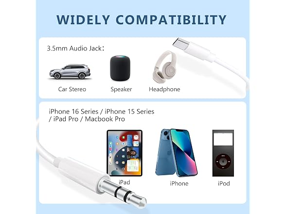 Seulliya USB-C to 3.5mm Aux Jack Cable 3.3ft