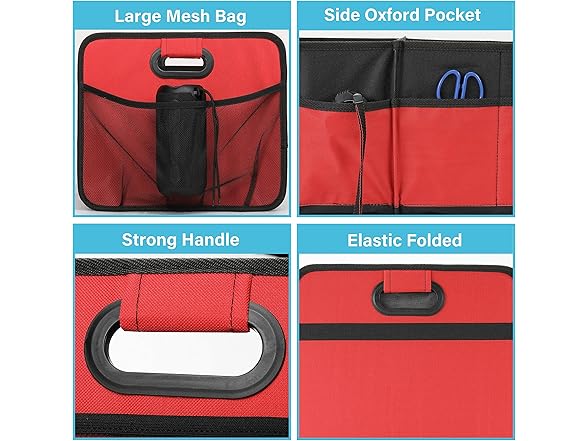 Simple Deluxe Car Trunk Organizer, Red