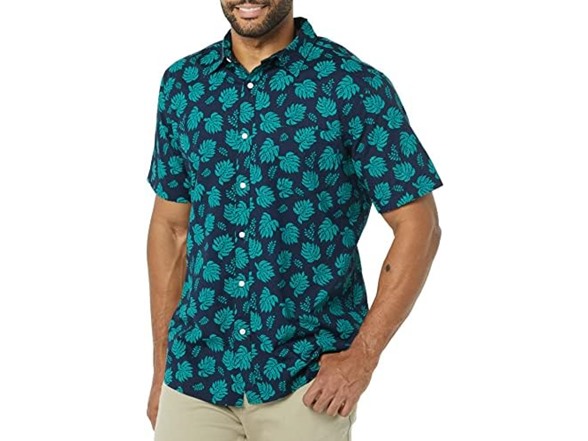 Navy Teal Green Palm Leaf Print