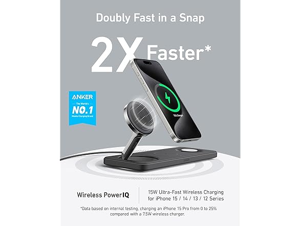 Anker MagSafe 3-in-1 Qi2 15W Wireless Desktop Charging Station