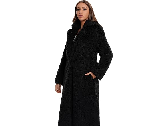 Sugar Poison Women (L) Faux Fur Tie Belt Open Coat