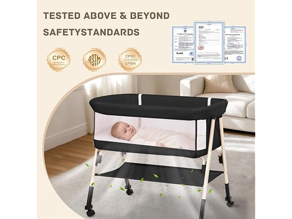 Bolmen Black Baby Bassinet Bedside Sleeper