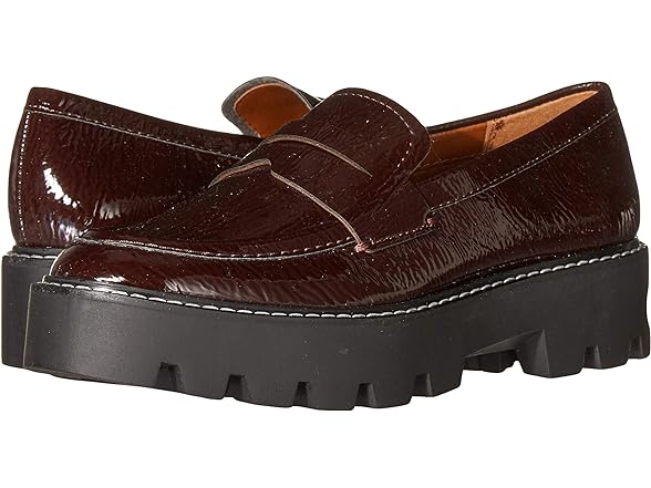 Franco Sarto Womens Chunky Loafer, Burgundy, 8