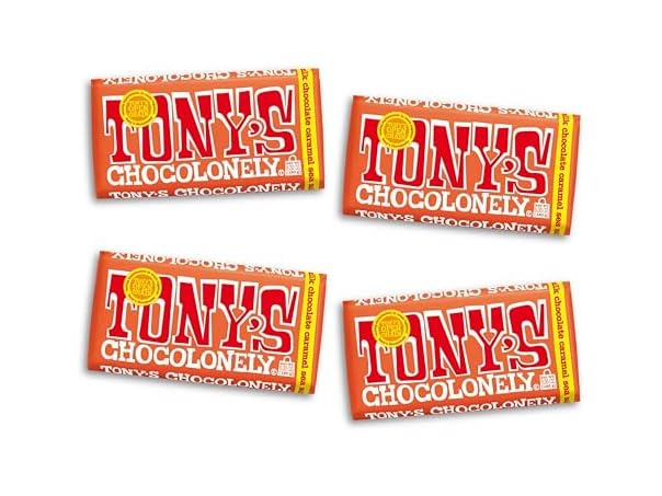 $9.99, Was $19.88, 49% Off! Tonys Chocolonely Milk Choc Caramel 4 Bars dealfomo