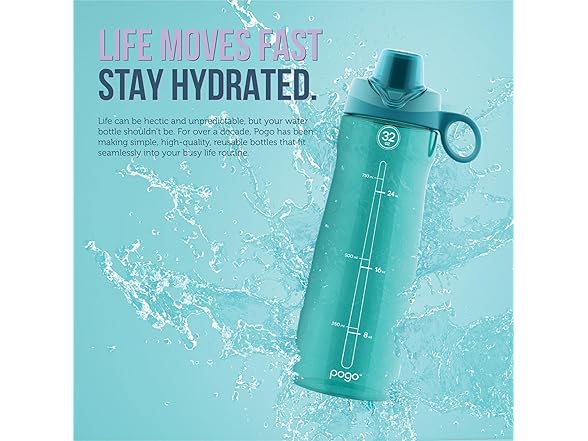 Pogo Bottle with Soft Straw Lid, 18 oz, Teal