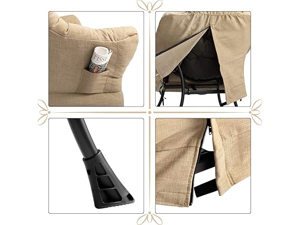 Lazy Chair with Armrest and Side Pocket