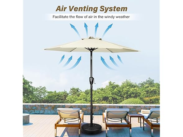 HealSmart 7.5ft Patio Umbrella with Push Button Tilt/Crank White