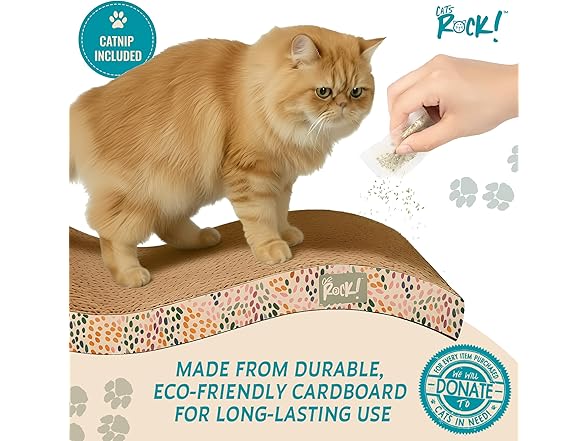 Cats Rock Scratching Board for Indoor Cats, Curved