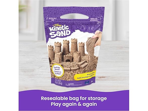 Kinetic Sand, 3lbs Beach Sand for Ages 3