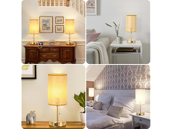 Lakumu 2 Pack Table Lamps w/USB, Yellow