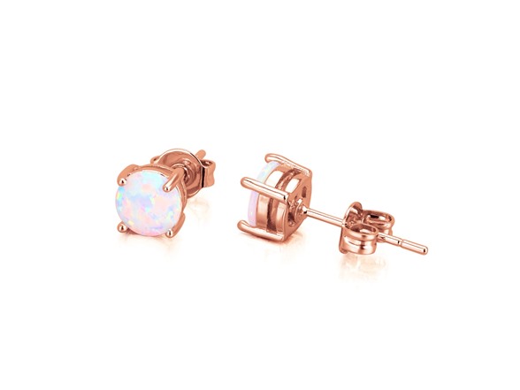 Sterling White Fiery Opal Stud Earring