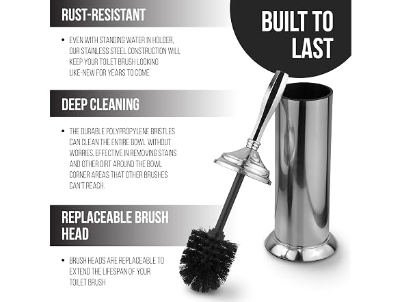 Splash Home Kolva Stainless Steel Toilet Brush with Holder