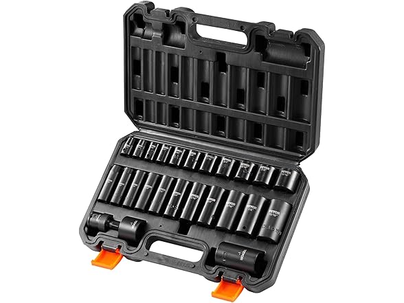VEVOR 3/8" Drive Impact 25 Piece Deep & Shallow Socket Set SAE